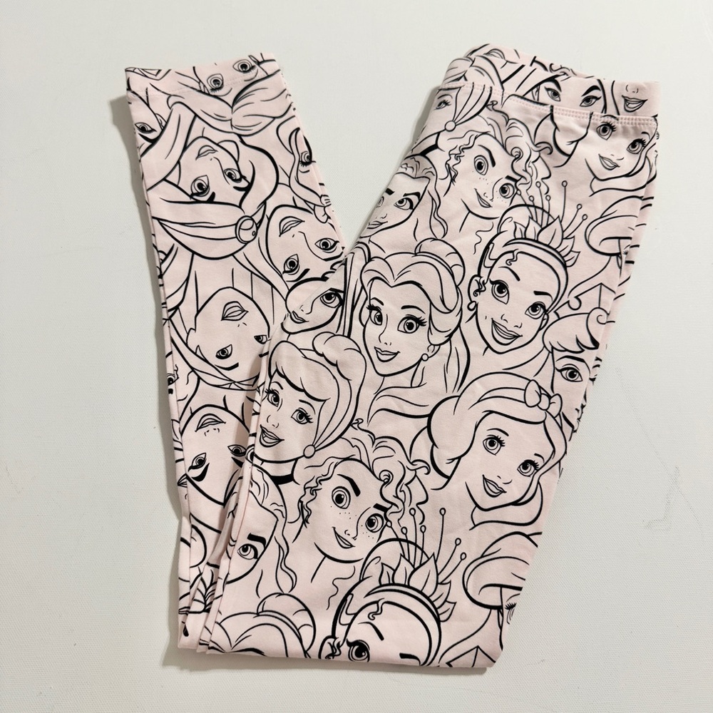 Disney Amazon Essentials Disney Princess Print Pink Leggings Girls Large NWOT